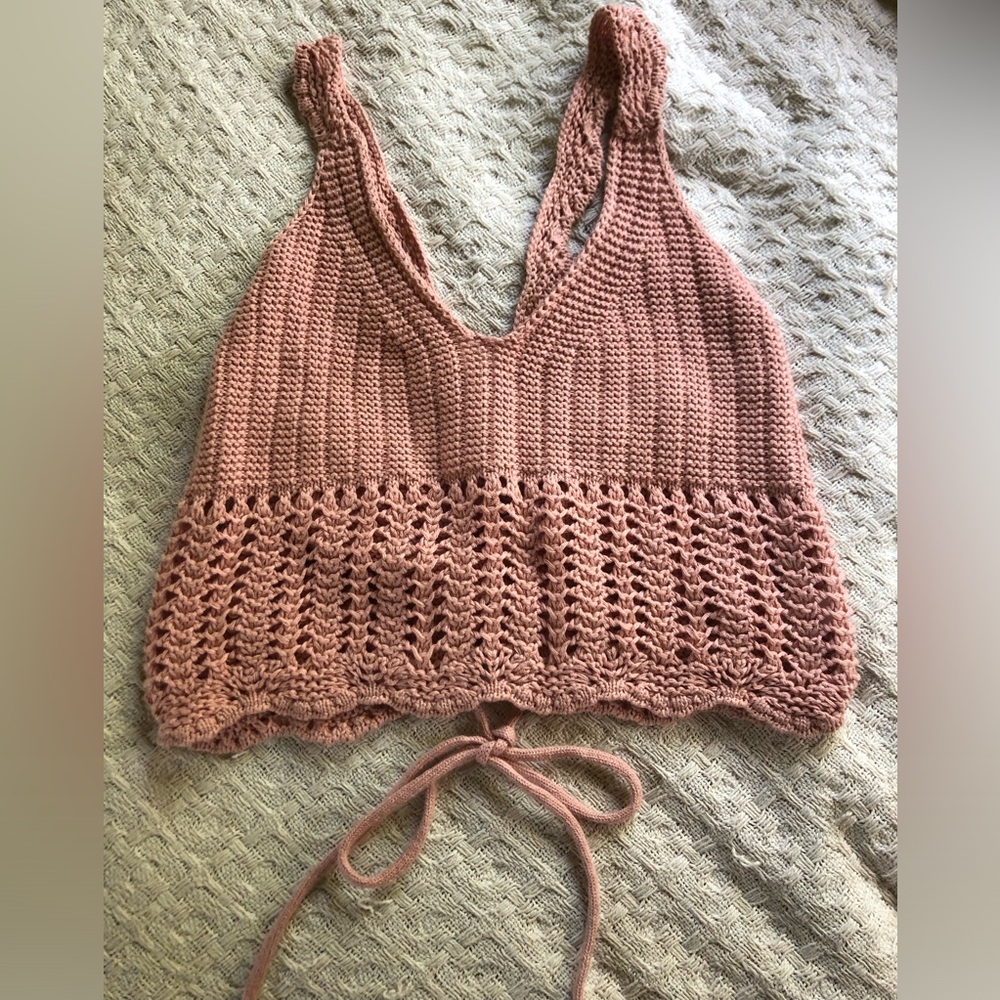 Pink knit tank top